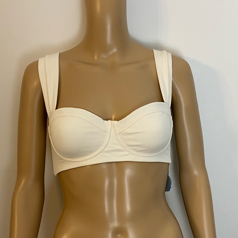 POPFLEX Boardwalk Bombshell Bikini Top - Cream Rib